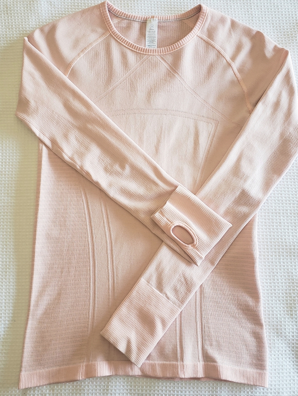 Ivivva Girls 14 Blush Pink Swiftly Fly Tech Seamless Long Sleeve Shirt Dance Top